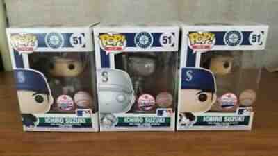 Funko Pop! MLB Ichiro Suzuki - 1/51 Silver - 1/1000 NAVY - RARE FULL SET - SGA