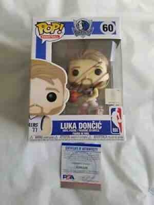 NBA LUKA DONCIC SIGNED FUNKO POP FIGURE w/ PSA COA AUTOGRAPHED DALLAS MAVERICKS