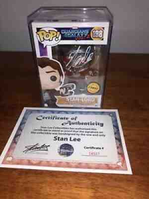 Funko Pop Guardians Of The Galaxy 2 Star-Lord 108 Chase Stan Lee Signed Mint