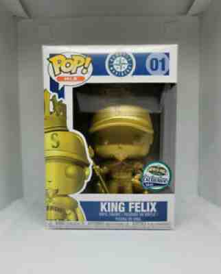 FUNKO POP! KING FELIX HERNANDEZ GOLD #01 LE 34 MARINERS SAFECO W/ HARD PROTECTOR