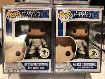 Star Wars Funko Pop ECCC 2011 Han Solo And Luke Skywalker (Stormtrooper) + Stack