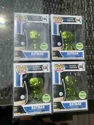 Funko Pop! DC Heroes Batman (Emerald Chrome) Spring Convention #144 - LOT OF 4