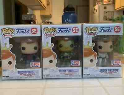 Set Of 3 Freddy Funko Pops - Marty Mcfly, H.R. Pufnstuf And Judo Freddy