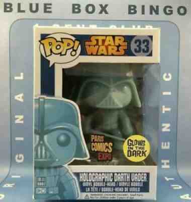 HOLOGRAPHIC Darth Vader GITD Paris VAULTED Blue Box 20134Funko POP Star Wars #33