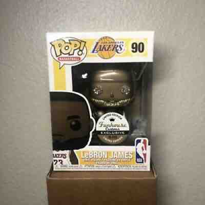 Funko Pop #90 Gold Metallic Lebron James Lakers Funhouse Custom Exclusive /10