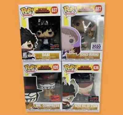 My Hero Academia Funko Pop, Animation. Dabi, Herokiller, Mr.Compress and Ochaco.