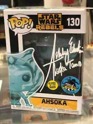 Funko Pop Ashley Eckstein autographed Ahsoka Tano Star Wars Glow 130 inscription