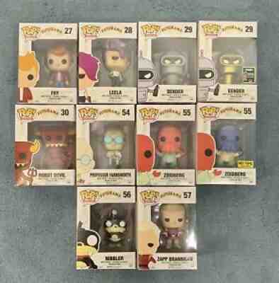 Futurama Funko Pop Set of 10 Zoidberg Fry Leela Bender + More Ships W/Protectors