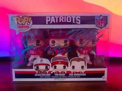 Patriots Tom Brady, Julian Edelman, Gronk autographed Pop