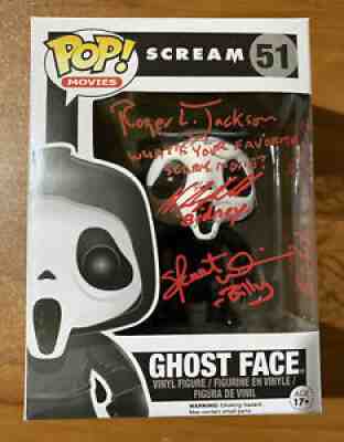 Neve Campbell, Jackson Lillard +2 Signed Scream Ghostface 51 Funko - JSA XX19070