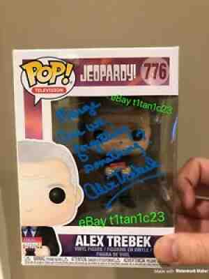 ALEX TREBEK SIGNED JEOPARDY! FUNKO POP 776 BECKETT BAS AUTO RARE QUOTE LOOK