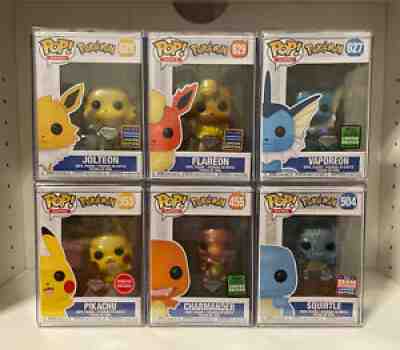 Funko Pop Diamond Pokemon Exclusives Set Vaporeon Charmander Jolteon Flareon Exc