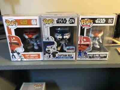 star wars Captain Rex and 332nd Clone funko pop lot