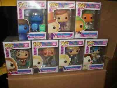 (7) SET WILLY WONKA FUNKO POPS-(4) SIGNED WITH COA-(1) ERROR ALL IN CASES