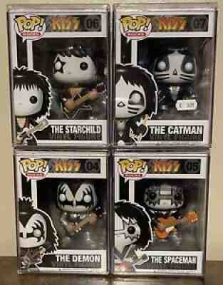 KISS SET OF ALL 4. FUNKO POP! ROCKS ORIGINAL NOT MINT COMES IN HARD STACKS