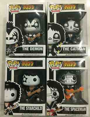 Funko Pop KISS Demon 04, Spaceman 05, Starchild 06 & Catman 07 - Vaulted/Retired