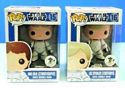 Funko Pop Star Wars Stormtrooper Set #15 16 Han Luke Figure Bobblehead Comic Con