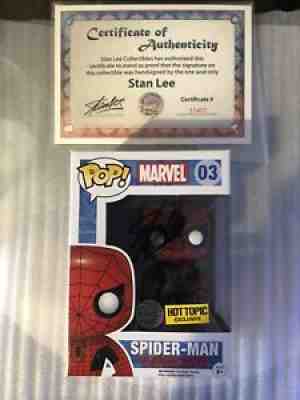 Spider Man Funko Pop Hot Topic Exclusive Signed Stan Lee & Andrew Garfield*RARE*