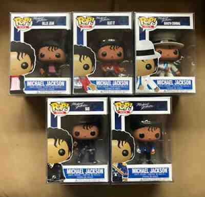 Funko Pop! Rocks: MICHAEL JACKSON Set of 5 (Vaulted Retired) w/Pop Protectors