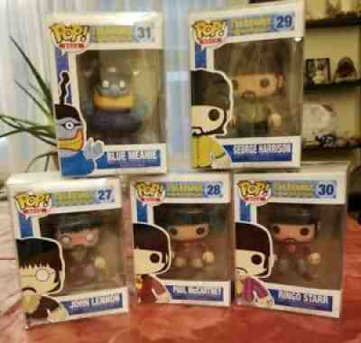 Beatles Yellow Submarine Funko Pop Set Of 5 John Paul George Ringo Blue Meanie