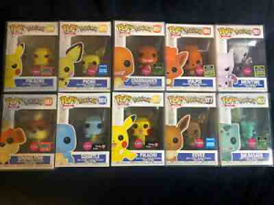 Funko Pop, PokÃ©mon Flocked Comic Con Set Complete - Flocked Mewtwo Pikachu