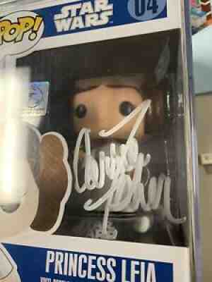 FUNKO POP CARRIE FISHER SIGNED PRINCESS LEIA FIGURE AUTOGRAPH COA COOLWATER PROD