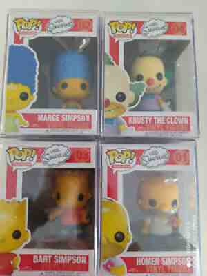 Funko Pop The Simpsons Homer #01, Marge #02, Bart #03, Krusty #04 Complete Set