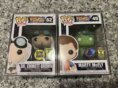 Funko Dr Emmett Brown And Marty McFly Glow Convention Exclusive Rare Pop Chase