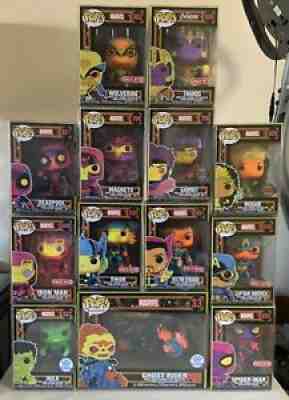 Black Light Marvel Funko Set 2 complete plus extras