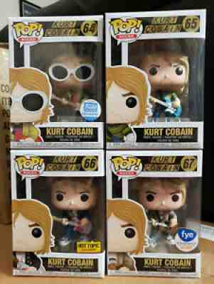 Funko Pop! Kurt Cobain Complete Set 4 Funko Shop Hot Topic FYE Exclusive Nirvana