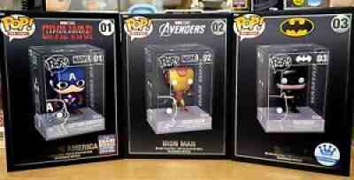 Funko Pop Die Cast Set, CAPTAIN AMERICA L.E, IRON MAN 02 and BATMAN 03 FS EXCLUS