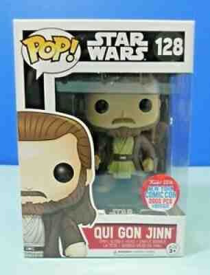 Funko Pop Star Wars Qui Gon Jinn #128 NY Comic Con Authentic Figure Bobblehead