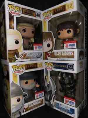 Funko POP! LOTR Hobbit GREENLEAF, BILBO, GANDALF & SAURON UOB Exclusive Set