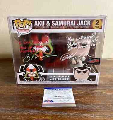 Funko Pop Aku & Samurai Jack 2 Pack Signed Comic Con PSA COA