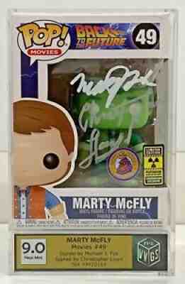 Funko Marty McFly GITD 200 PCS SIGNED MICHAEL J. FOX & CHRISTOPHER LLOYD GRADED!