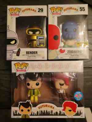 Funko POP Futurama: NYCC Alternative Universe Fry and Leela Bender Zoidberg Lot