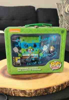 FUNKO POP SPONGEBOB LEONARDO & PLANKTON SHREDDER TMNT 2014 signed by Tom kenny