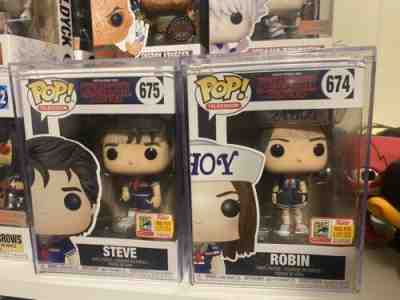 Funko Pop! Stranger Things Steve #675 And Robin #674 2018 SDCC Exclusive LE 1800