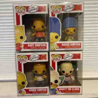 Funko Pop The Simpsons Homer #01, Marge #02, Bart #03, Krusty #04 Complete Set