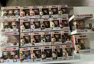 Large WWE Funko Pop Lot With Action Figures And Assorted Marvel Pops.