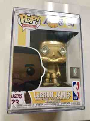 CUSTOM LEBRON JAMES HAND PAINTED GOLD AND SILVER WITH FUNKO POP PROTECTOR CASE