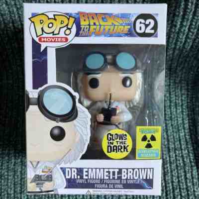 Funko Pop! Dr Emmett Brown #62 Glow in the Dark Convention Ex (Radiation Hazard)