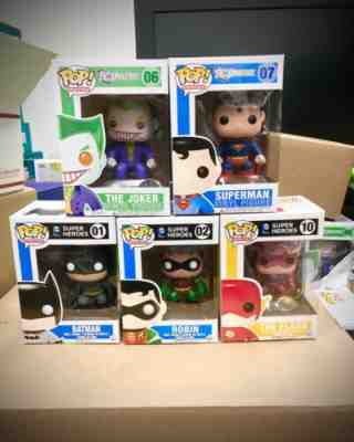 Funko Pop Batman Joker Flash Superman Robin Classic Dc Heros Vaulted Case Fresh