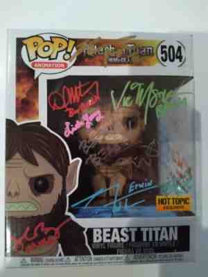 attack on titan funko pop beast titan Signed 11 Times Bryce Papenbrook Jason...