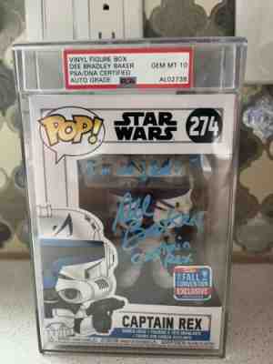 Funko Pop Star Wars Captain Rex 274 signed By Dee Bradley Baker psa mint 10