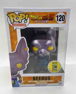 Funko POP Metallic Beerus 120 SDCC 2016 Funimation Authentic Dragon Ball Z DBZ