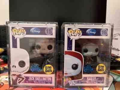 Toy Tokyo Jack and Sally Funko Pop Disney Glow in the Dark Lot LE 252 Grade 8-9