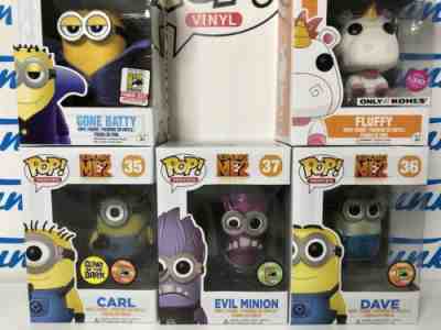 Funko Pop Despicable Me Evil Minion SDCC 13 Dave Carl Fluffy Gone Batty SDCC 15