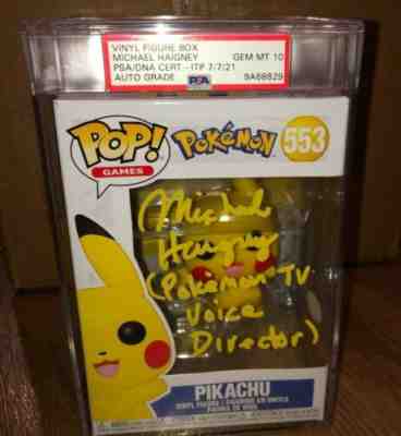 Michael Haigney Pokemon Pikachu Signed Autographed Funko Pop PSA 10