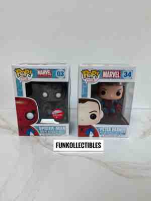 Funko Pop! Peter Parker 2013 Comikaze & Spider-Man B&W Fugitive Toys Exclusive